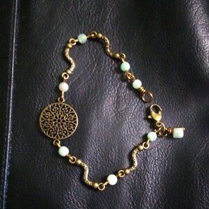 Dainty Slim & Lightweight! Green Aventurine + Bronze Bracelet ~ Utra Feminine!
